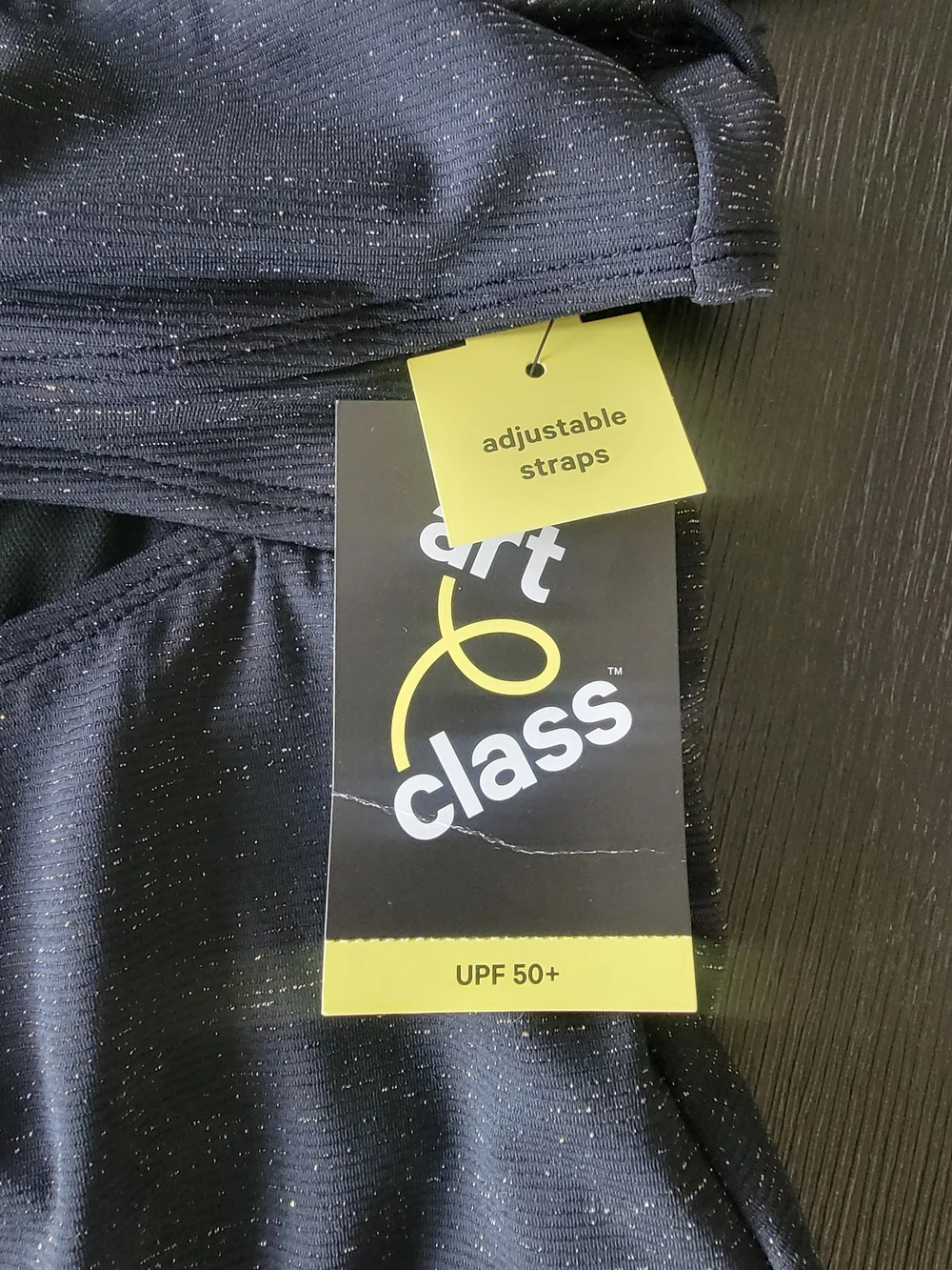 ART CLASS Little Girls' One Piece Swimsuit Black w/ Gold Shimmer Size S(6/7)